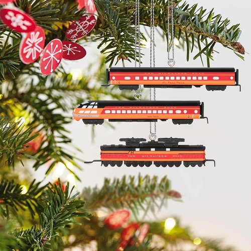 Hallmark Keepsake Miniature Christmas Ornaments - 2023 Lionel Milwaukee Road EP-2 Passenger Set of 3