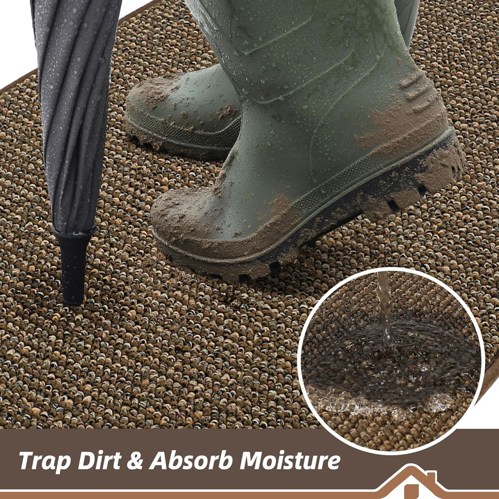 BEQHAUSE Dirt Trapper Door Mat - Non-Slip, Washable, Absorbent Entrance Mat | 24" x 60", Brown