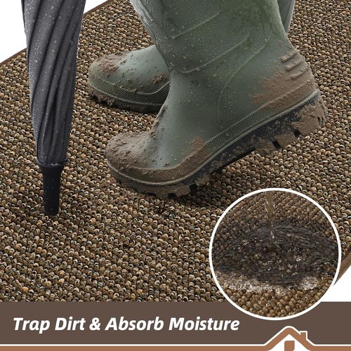 BEQHAUSE Dirt Trapper Door Mat - Non-Slip, Washable, Dirt Resistant | 20" x 32", Brown Entryway Mat