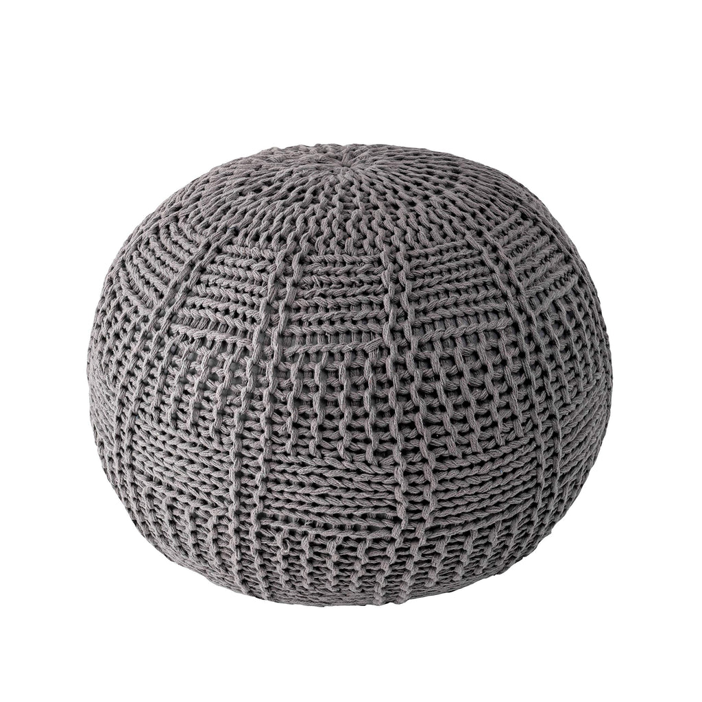 nuLOOM Berlin Casual Knitted Filled Ottoman Pouf 14" x 20" x 20" Grey