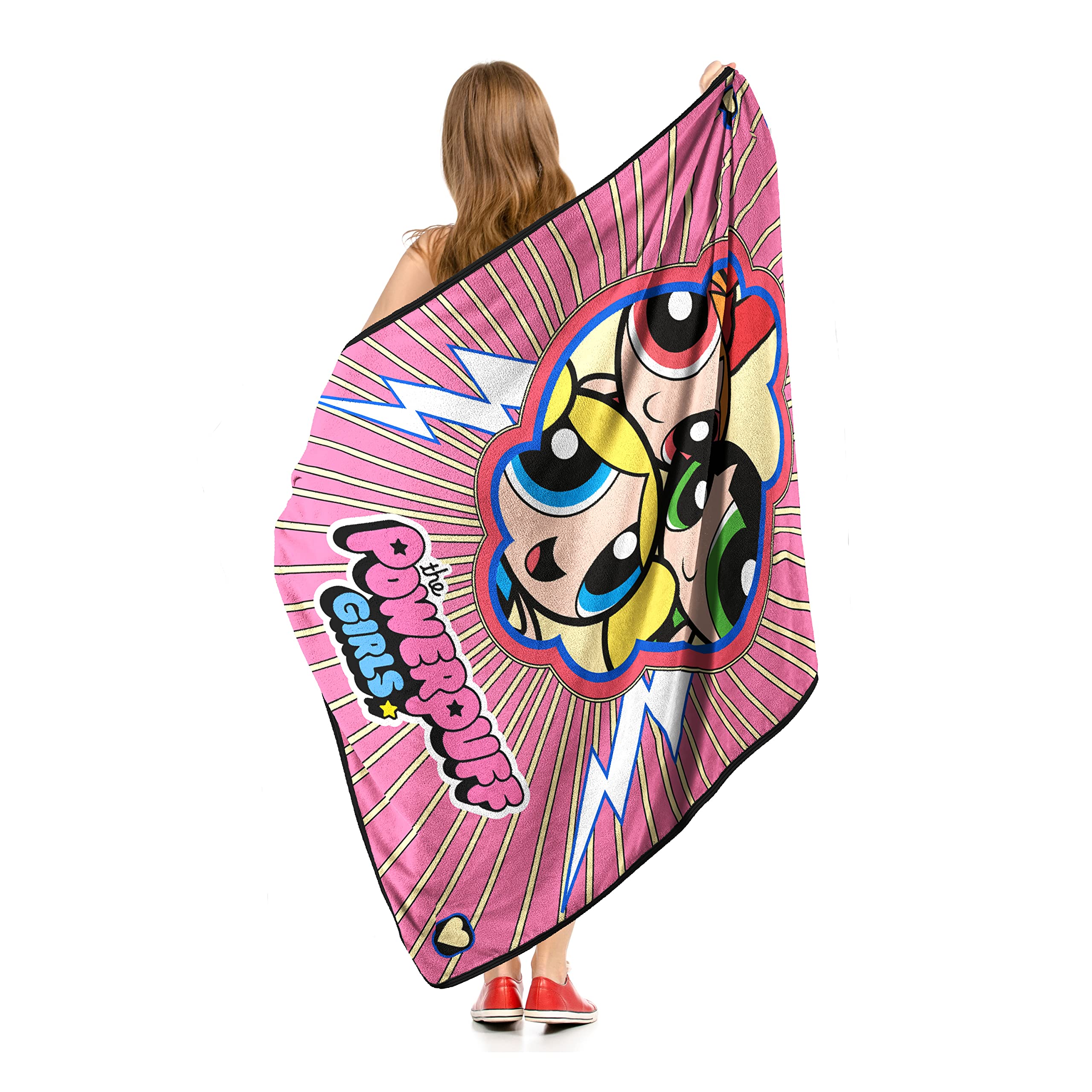 Northwest Powerpuff Girls Micro Raschel Throw Blanket, 46" x 60", Peeking Puffs
