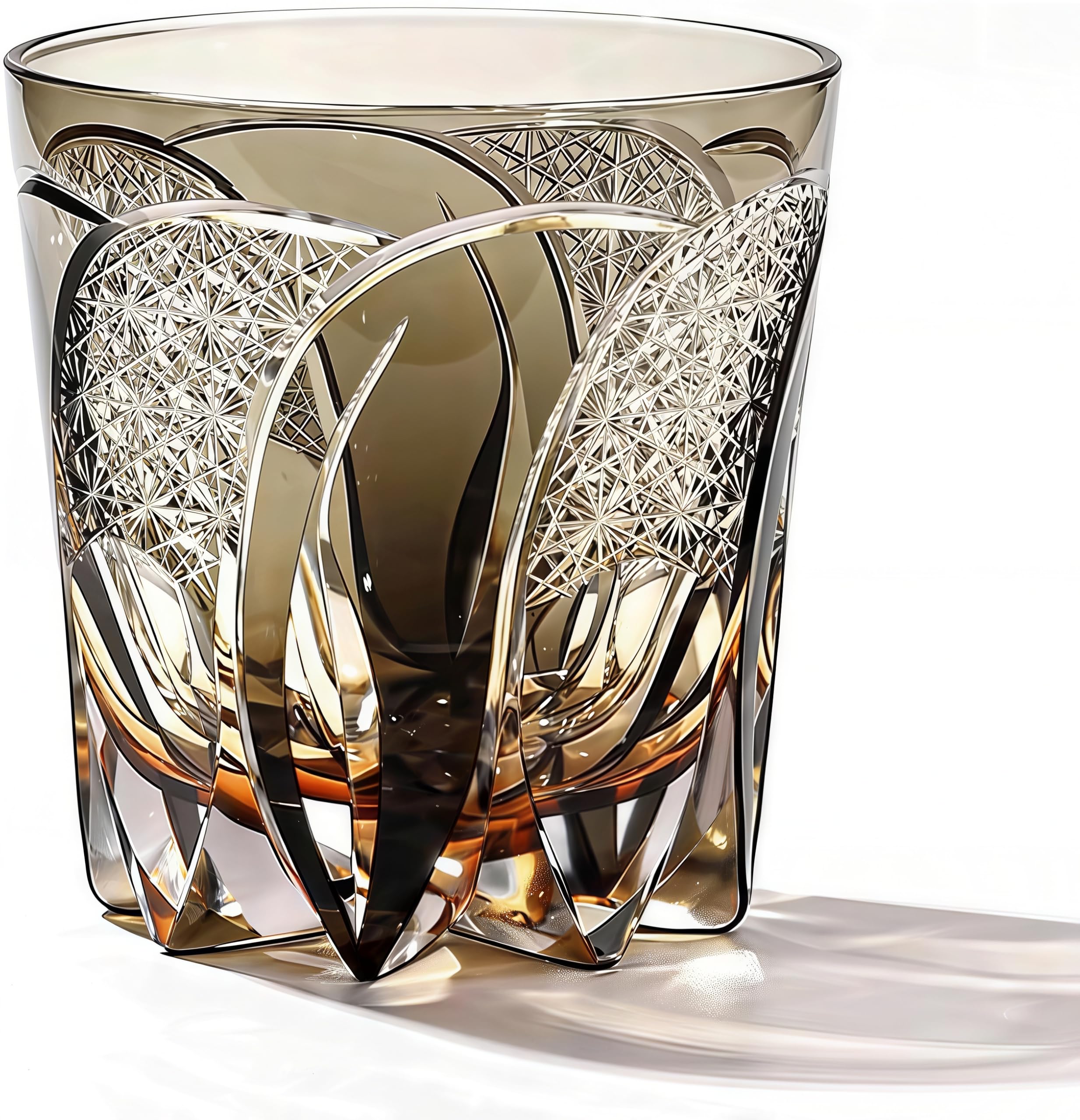 JEKE Hand Cut Crystal Whisky Glass 320ml Edo style Whiskey Glasses -Cocktail-Vodka-Beer Drinkingware Glasses IN GIFT CARTON (C)