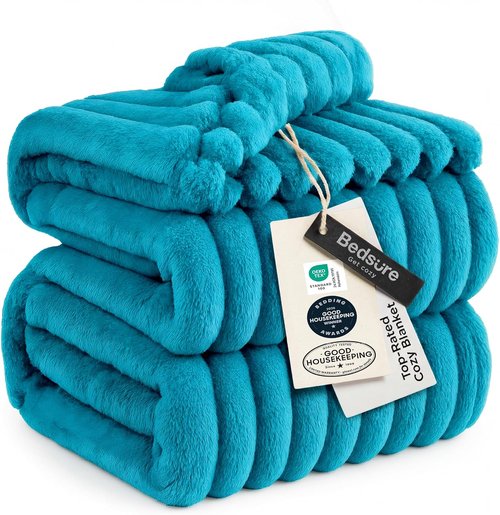 Bedsure GentleSoft Teal California King Blanket - Cozy Soft Fleece Throw for Women, 102x96 Inches