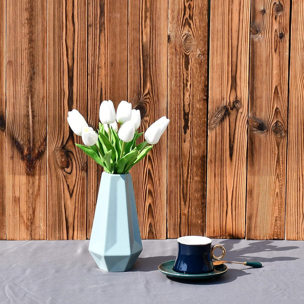 ONLY ART Artificial White Tulips - 28 Pcs 13.5 Inch PU Faux Flowers for Home Décor & Weddings