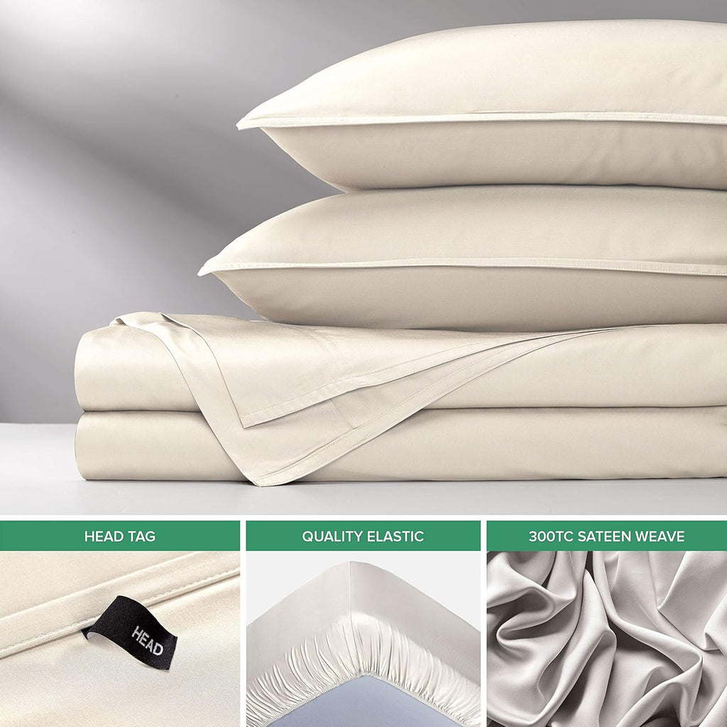 Pure Bamboo California King Sheets - 100% Organic Viscose Bed Set, Soft & Cooling, Ivory Color