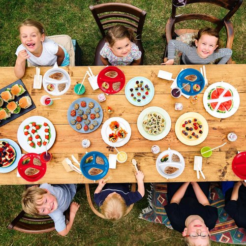 FYSUIMU 10-Inch Divided Plates - 90Pcs Patriotic Plastic Serving Trays for 4th of July & Memorial Day