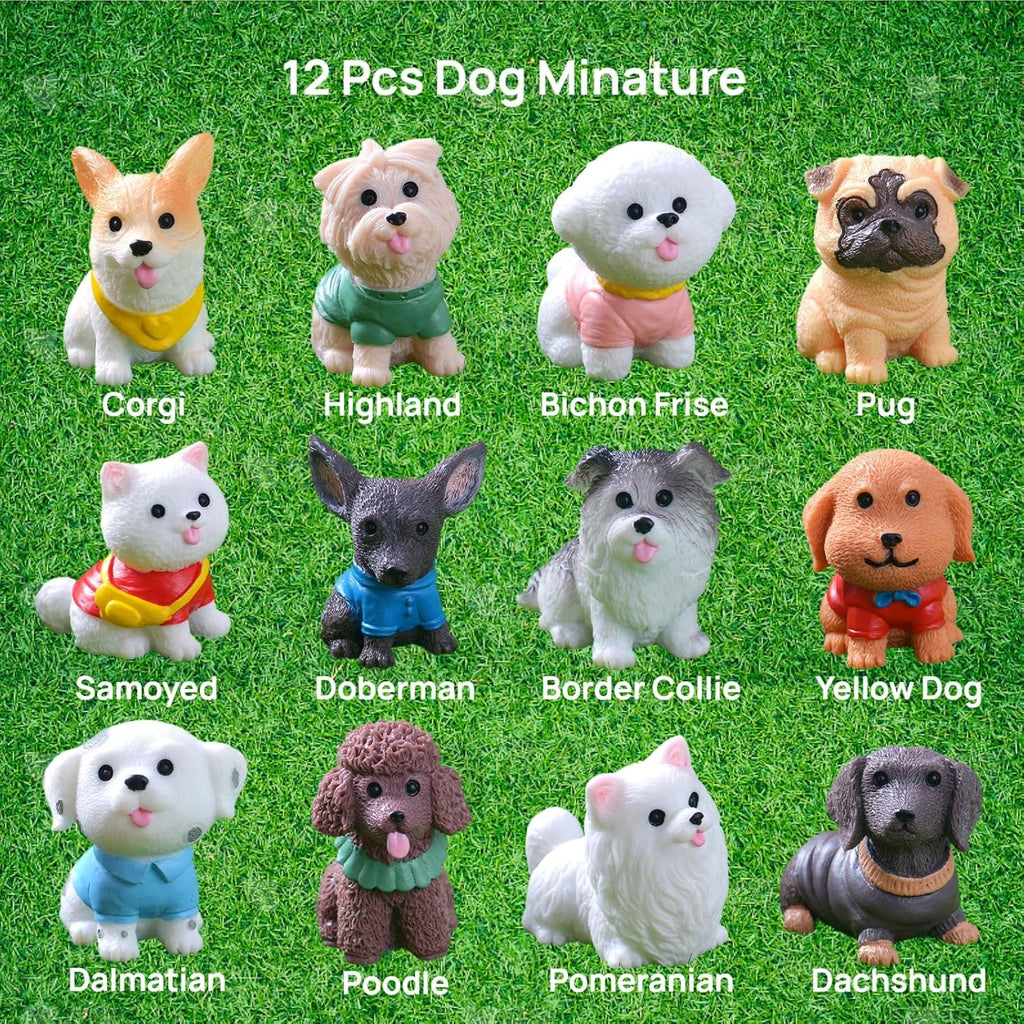 Skiennix 24 Pcs Mini Cat & Dog Figurines Set - Cute Realistic Resin Animal Models for Home Decor & Party Favors