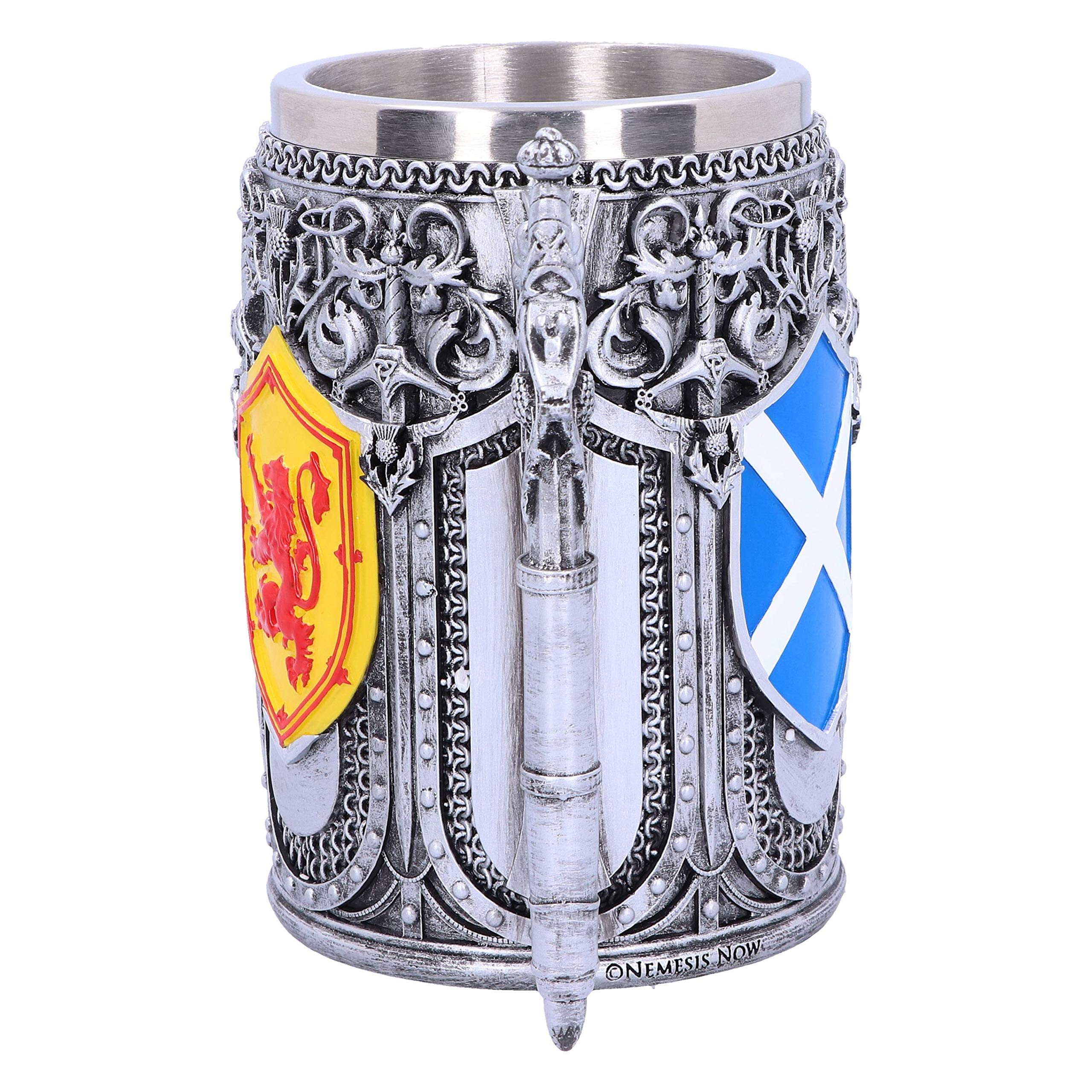 Nemesis Now B4698P9 Tankard of The Brave Scottish Shield Mug 16cm, Resin w. Stainless Steel