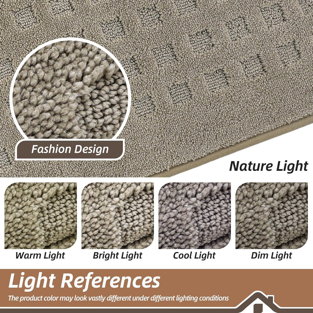 BEQHAUSE Indoor Door Mat - Non-Slip, Absorbent Washable Rug | 20"x32" Low Profile Waffle Design in Beige