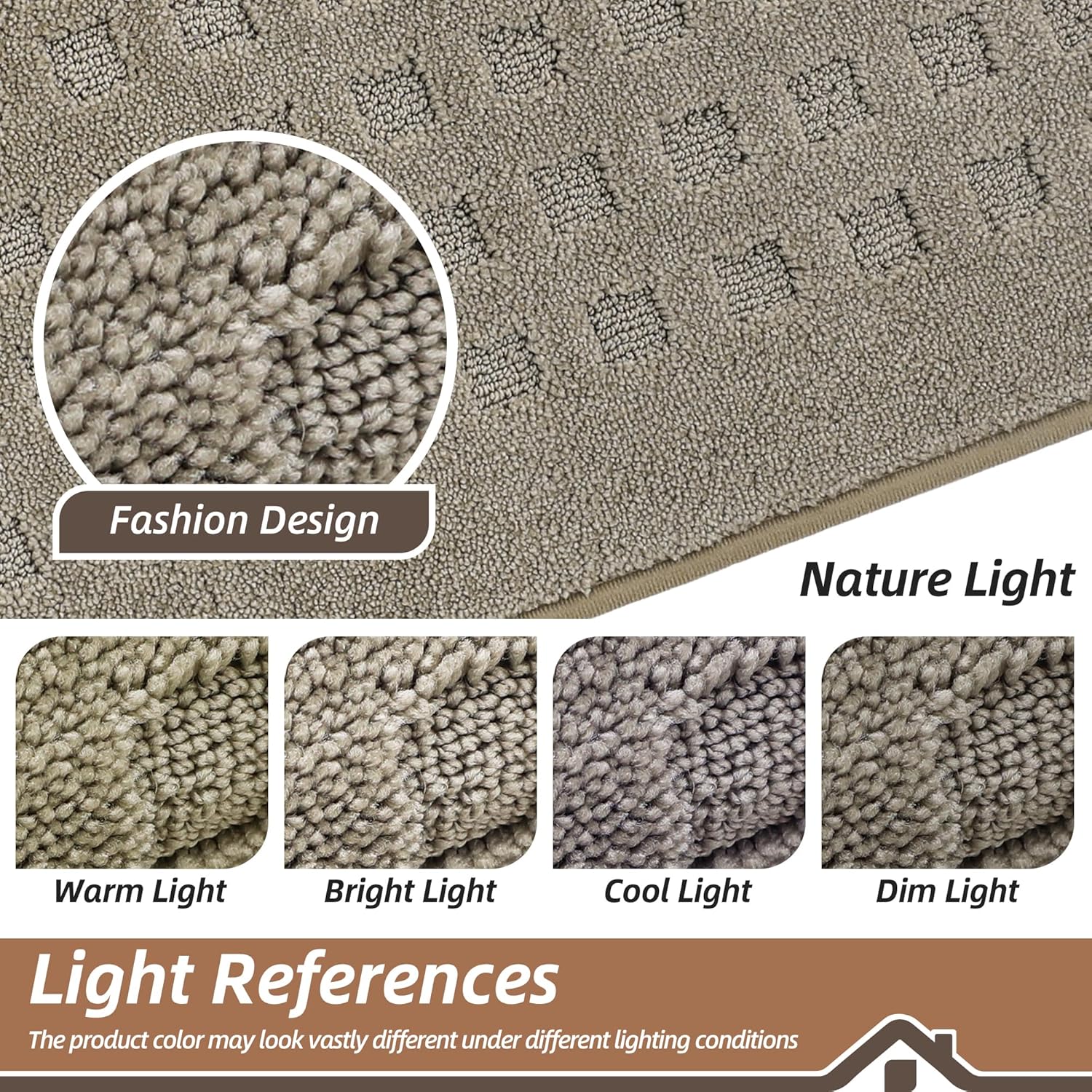 BEQHAUSE Indoor Door Mat - Non-Slip, Absorbent Washable Rug | 20"x32" Low Profile Waffle Design in Beige