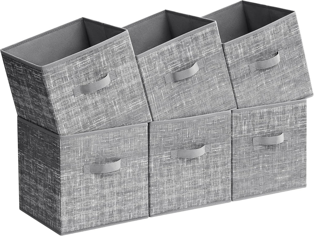SONGMICS Storage Cubes - 11.8-Inch Foldable Non-Woven Fabric Bins with Double Handles | Set of 6 in Cattail Gray