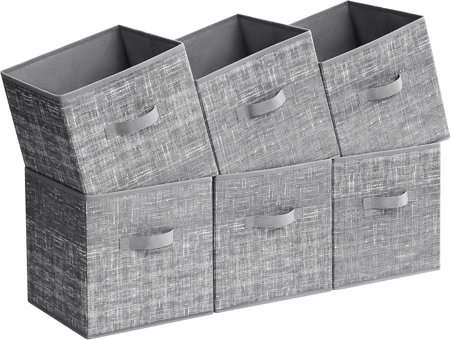 SONGMICS Storage Cubes - 11.8-Inch Foldable Non-Woven Fabric Bins with Double Handles | Set of 6 in Cattail Gray