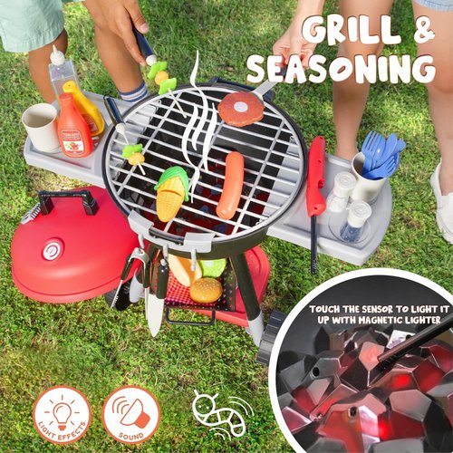 JOYIN BBQ Play Grill Set - Interactive Cooking Toy with Light & Sound | Perfect Birthday Gift for Kids Ages 2-4