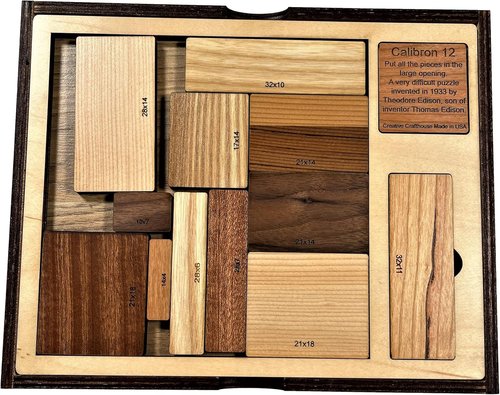 Creative Crafthouse Calibron 12 - Challenging 12-Piece Wooden Brain Teaser Puzzle for Adults - Made in USA