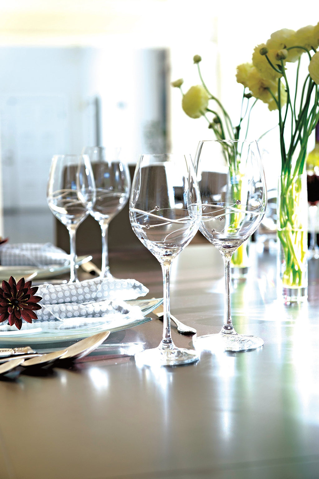 Barski - Handmade Glass - Sparkle - Martini Glass - Decorated with Real Crystal Diamonds - 8.25 oz. - Made in Europe - Set of 2