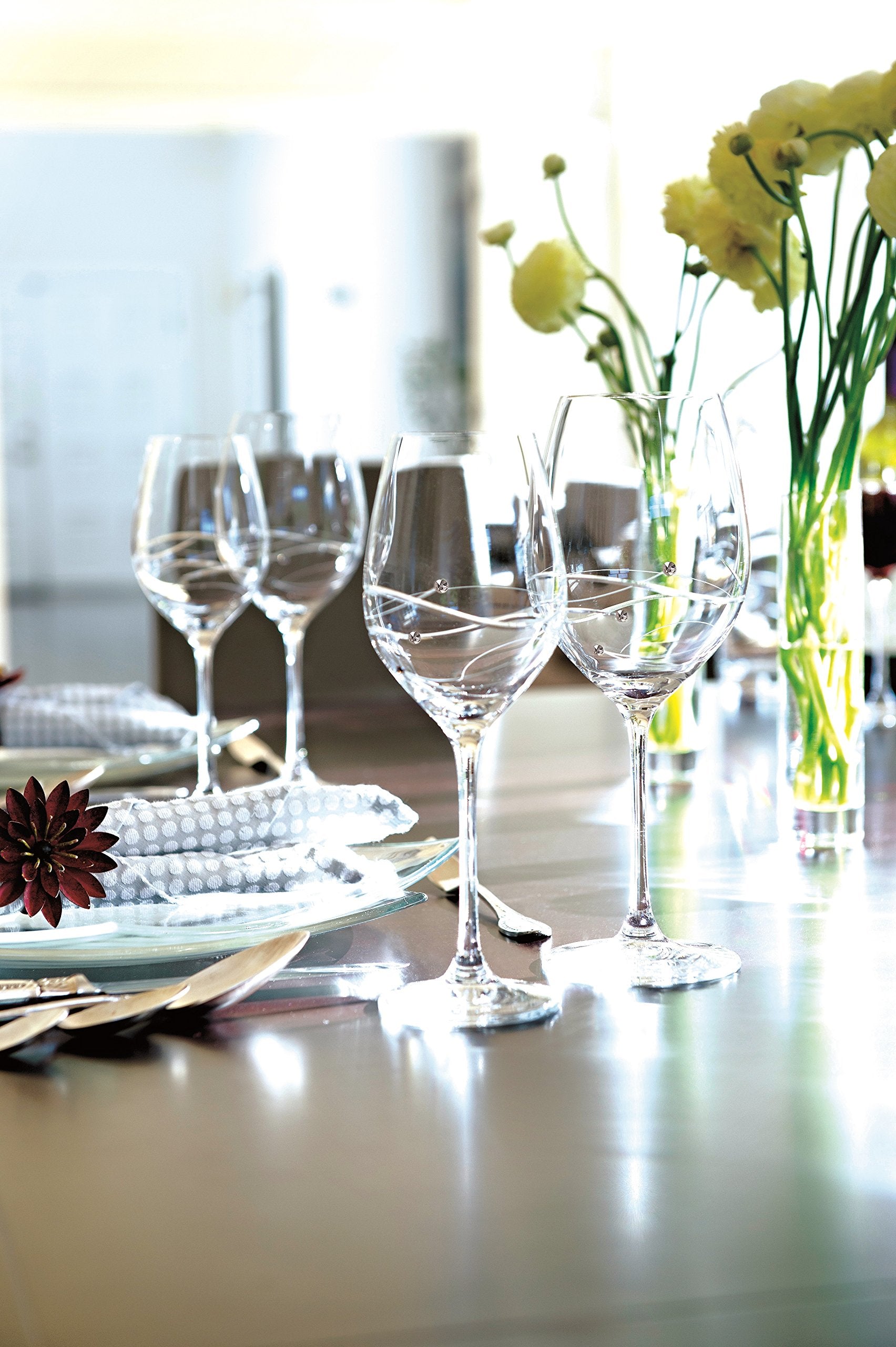 Barski - Handmade Glass - Sparkle - Martini Glass - Decorated with Real Crystal Diamonds - 8.25 oz. - Made in Europe - Set of 2