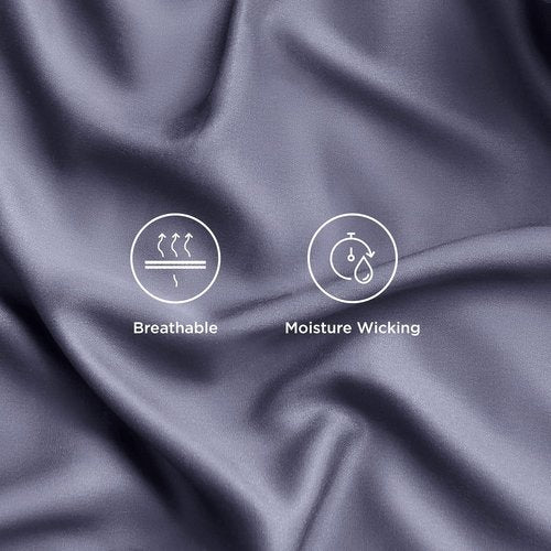 Bedsure Cooling Sheets - Twin Size, Breathable Rayon from Bamboo, Soft & Silky, Deep Pocket Up to 16 Inches, Dark Grey