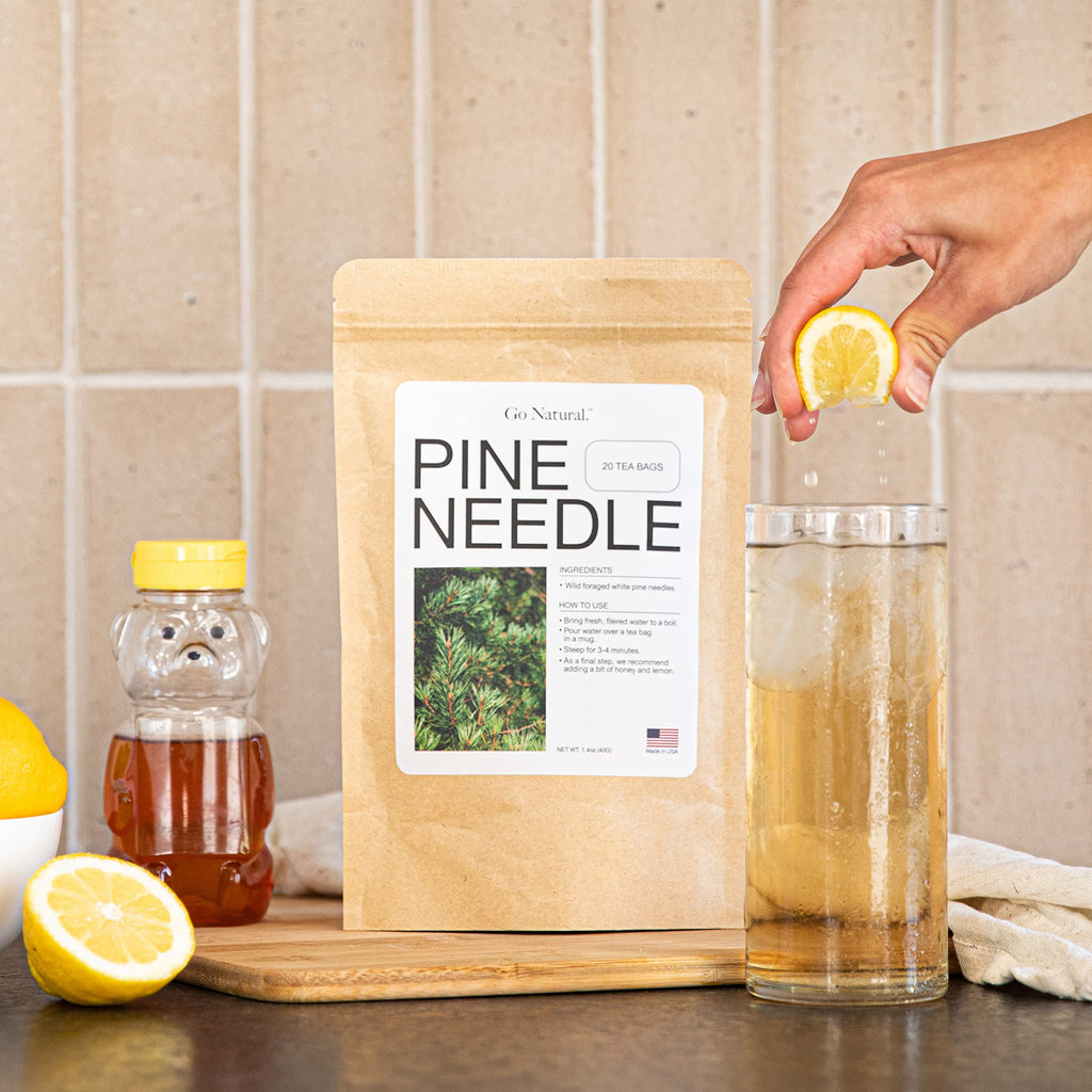 Pine needle tea, wild-foraged in the USA, picked from northern white pines | Protects against infection, strengthens immunity, high in antioxidants, natural suramin (60 Count (Pack of 1))