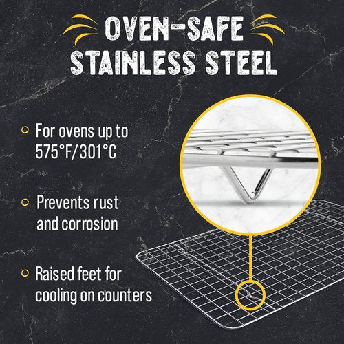 Checkered Chef Cooling Rack - Set of 2 Stainless Steel Oven Safe Cookie Cooling Racks, 8” x 11 ¾”