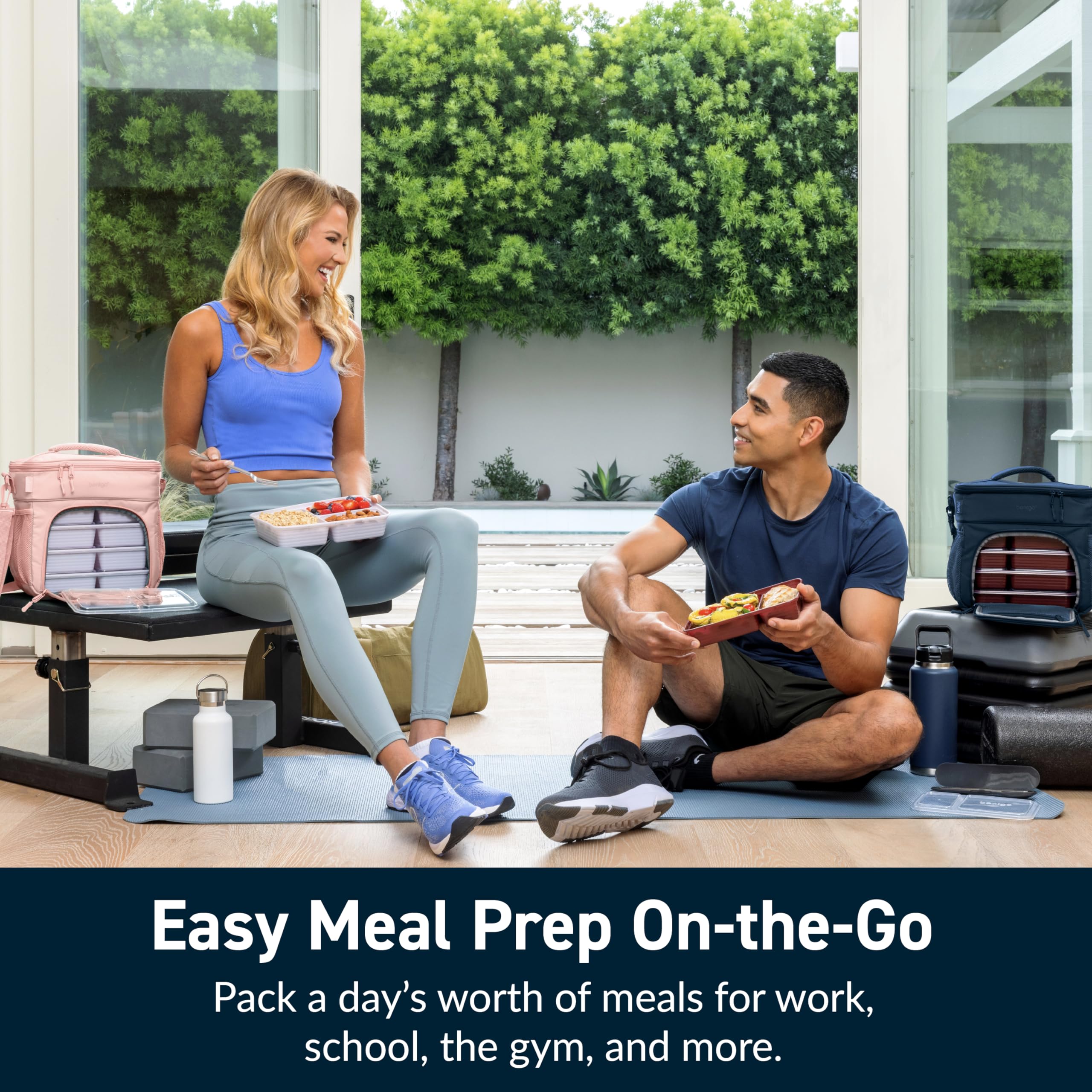 Bentgo Prep Deluxe Insulated Multimeal Bag - Lunch Box Bag, Holds 5 Meals, Premium Insulation up to 8 Hrs, Durable, Water-Resistant - Large Capacity For Adult Meal Prep (Navy Blue)