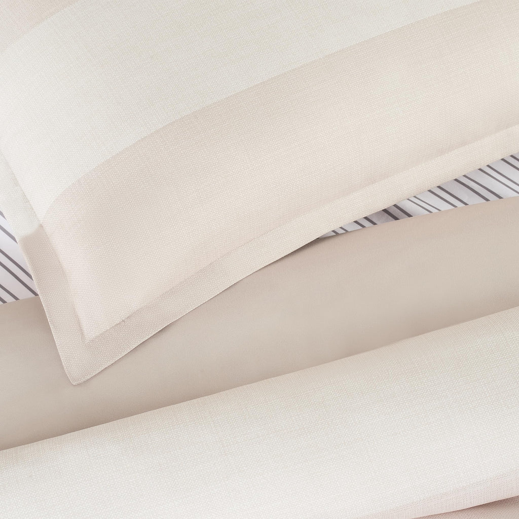 Serta Simply Clean Billy Soft 7 Piece Textured Stripe Bed in a Bag Complete Bedding Comforter Set with Sheets and Pillow Cases for All Season, Full, Natural