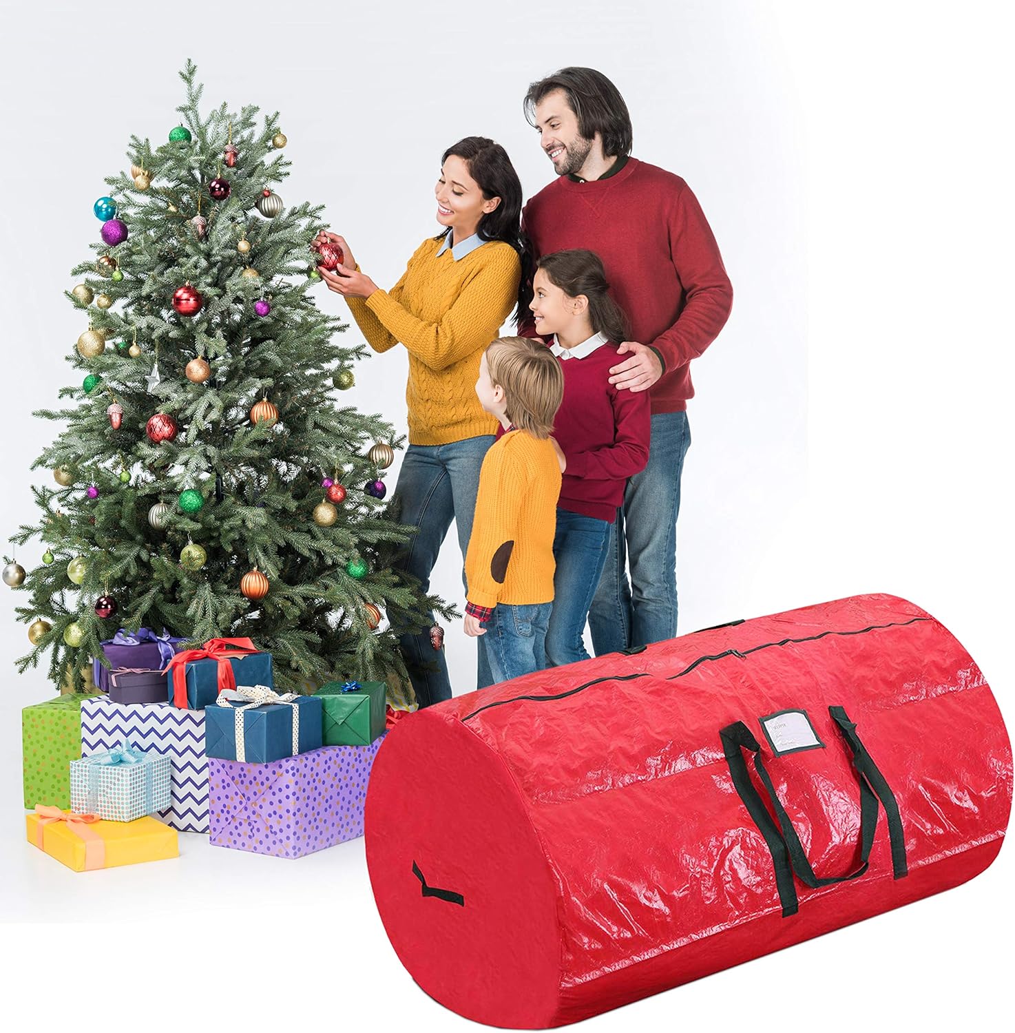 ProPik Christmas Tree Storage Bag - Fits Up to 7' Disassembled Holiday Tree | 52” X 30” X 30” with Zipper & Handles (Red)
