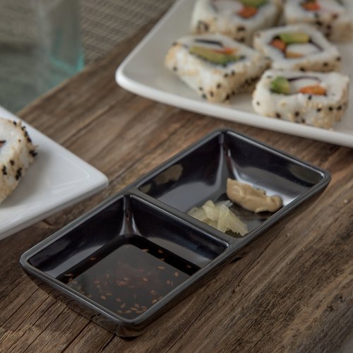 Carlisle FoodService Products 086203 Melamine Double Square Ramekin, 4 oz Capacity, 5-3/4" Length x 2-3/4" Width x 1" Height, Black (Case of 24)