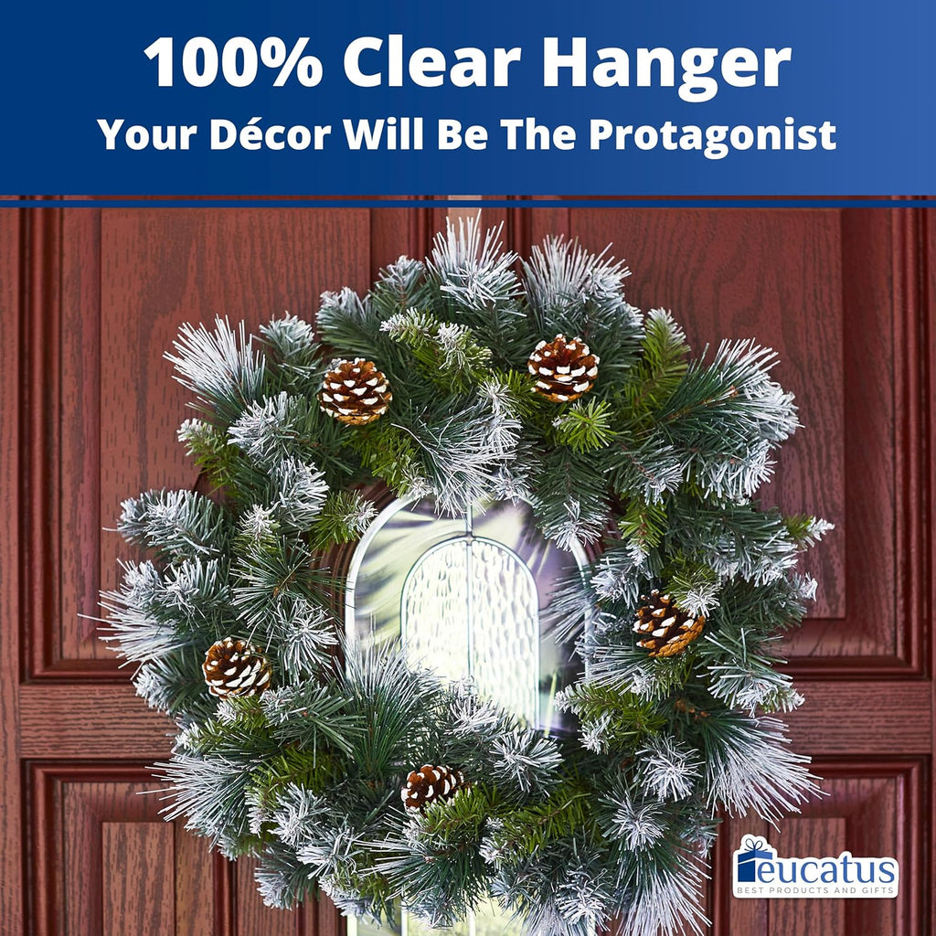 Skiennix 12-Inch Clear Wreath Hanger - Non-Scratch Design for Indoor/Outdoor Holiday Decor