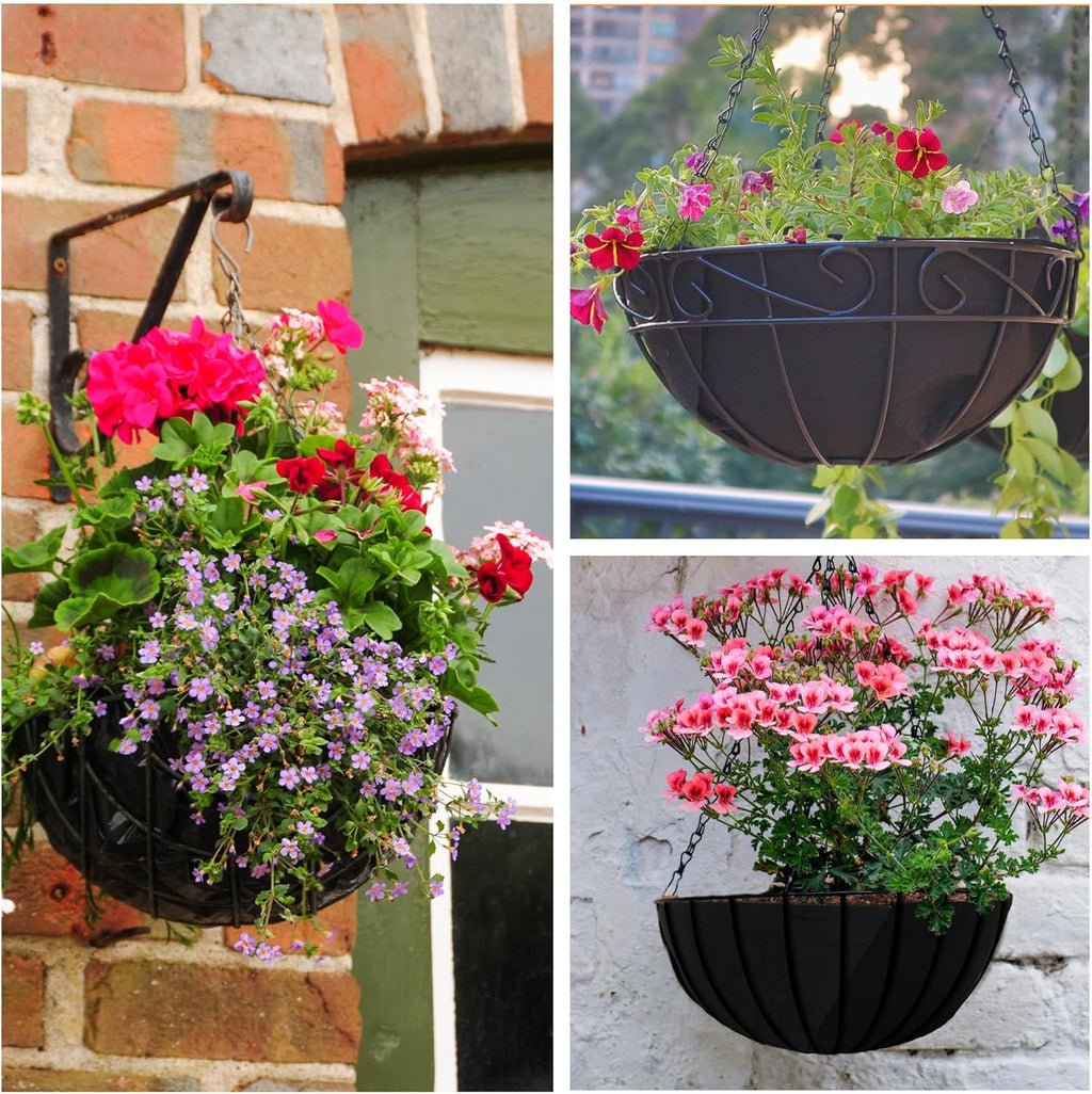 Skiennix 12-Inch Fabric Planter Basket Liners - Durable Felt Coco Fiber Replacement for Hanging Baskets