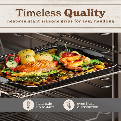 Country Kitchen Nonstick Bakeware Set - Durable & Easy Release, Stackable Design, Grey | 4 Pieces