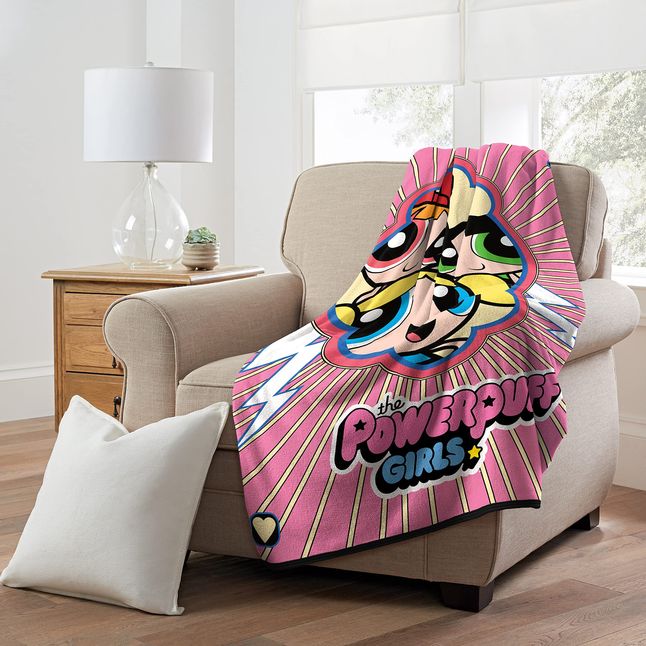 Northwest Powerpuff Girls Micro Raschel Throw Blanket, 46" x 60", Peeking Puffs