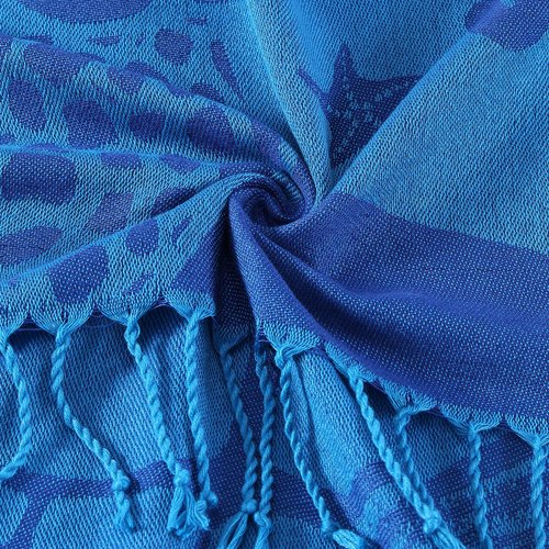 Genovega Oversized Turkish Beach Towel 72"x36" for Adult, Lightweight Quick Dry Bath Pool Swim Blanket, Sand Free with Compact Travel Essentials, Blue Turtle Vacation Cruise Must Haves Clearance