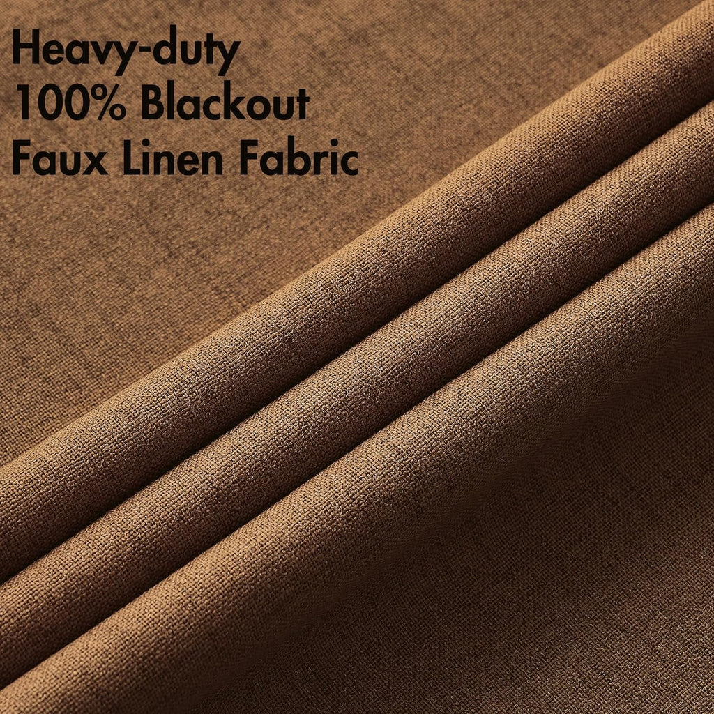 MIULEE Blackout Linen Curtains - 100% Thermal Insulated Grommet Drapes for Bedroom | 52 x 54 Inch (2 Panels)