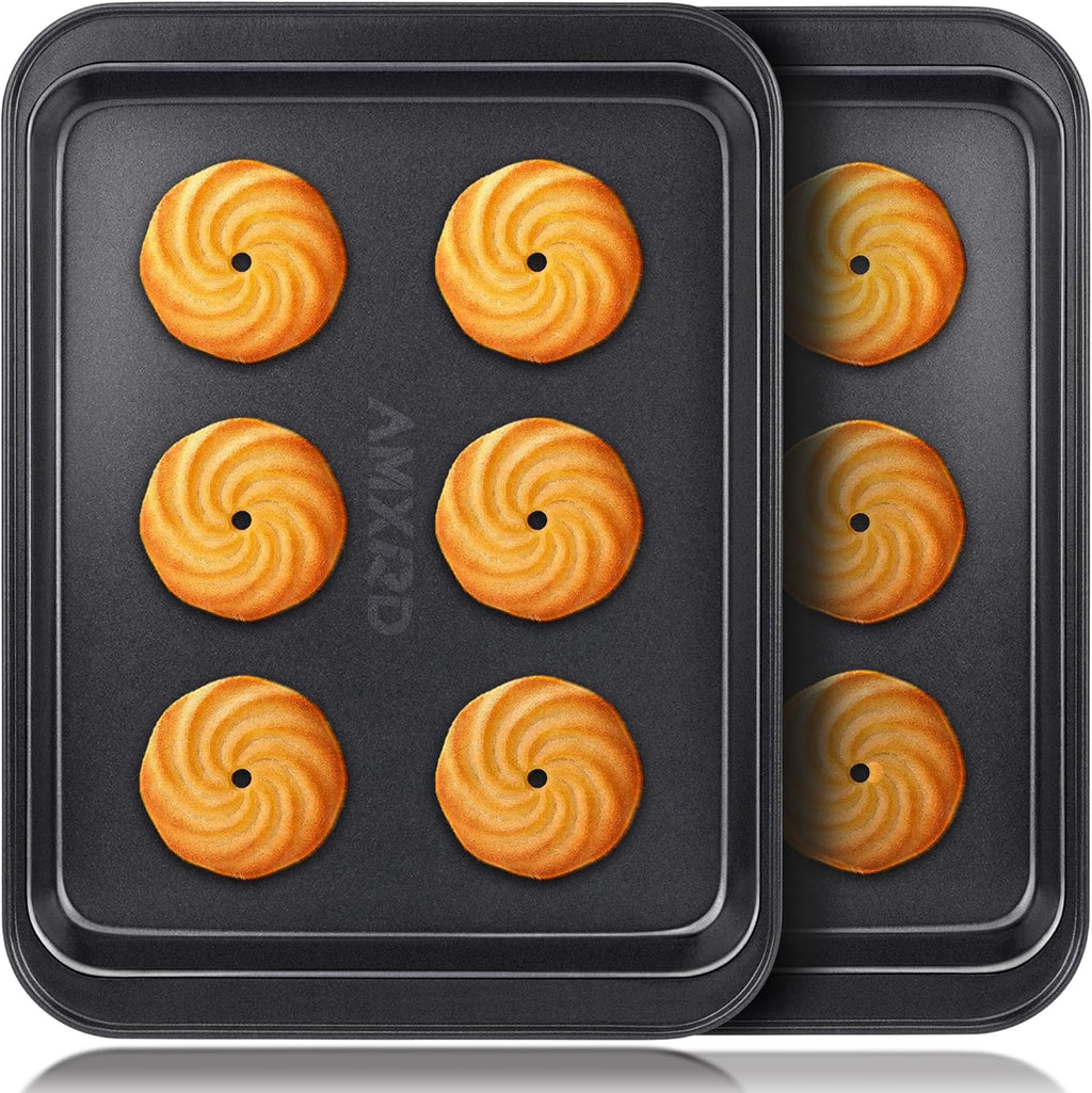 Nonstick Baking Sheets Set by [Brand Name] - Perfect for Toaster Ovens | Ideal for 1-2 Person Households, 9.5” x 7.1”
