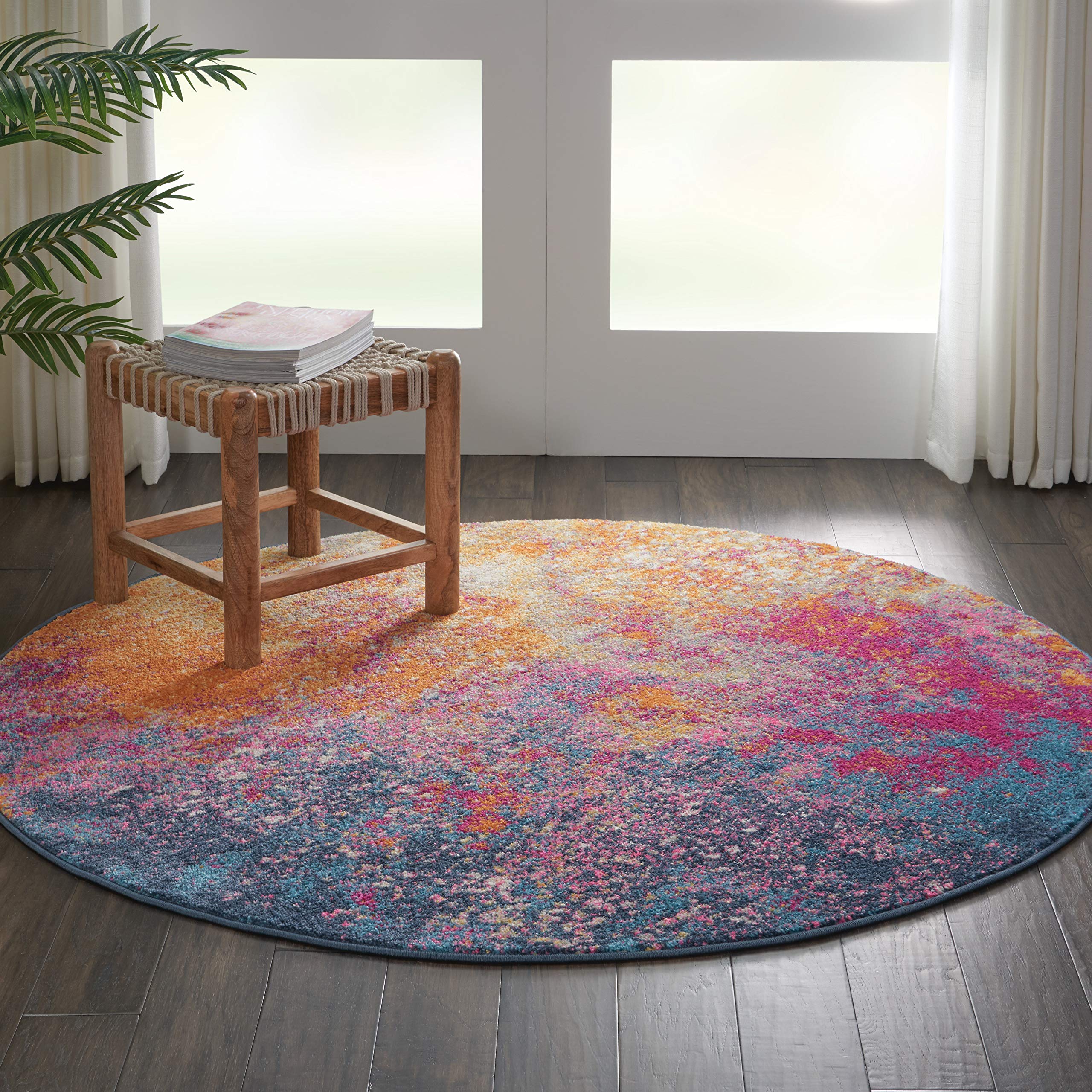 Nourison Home Passion 4' x Round Multicolor Fabric Modern Area Rug (4' Round)