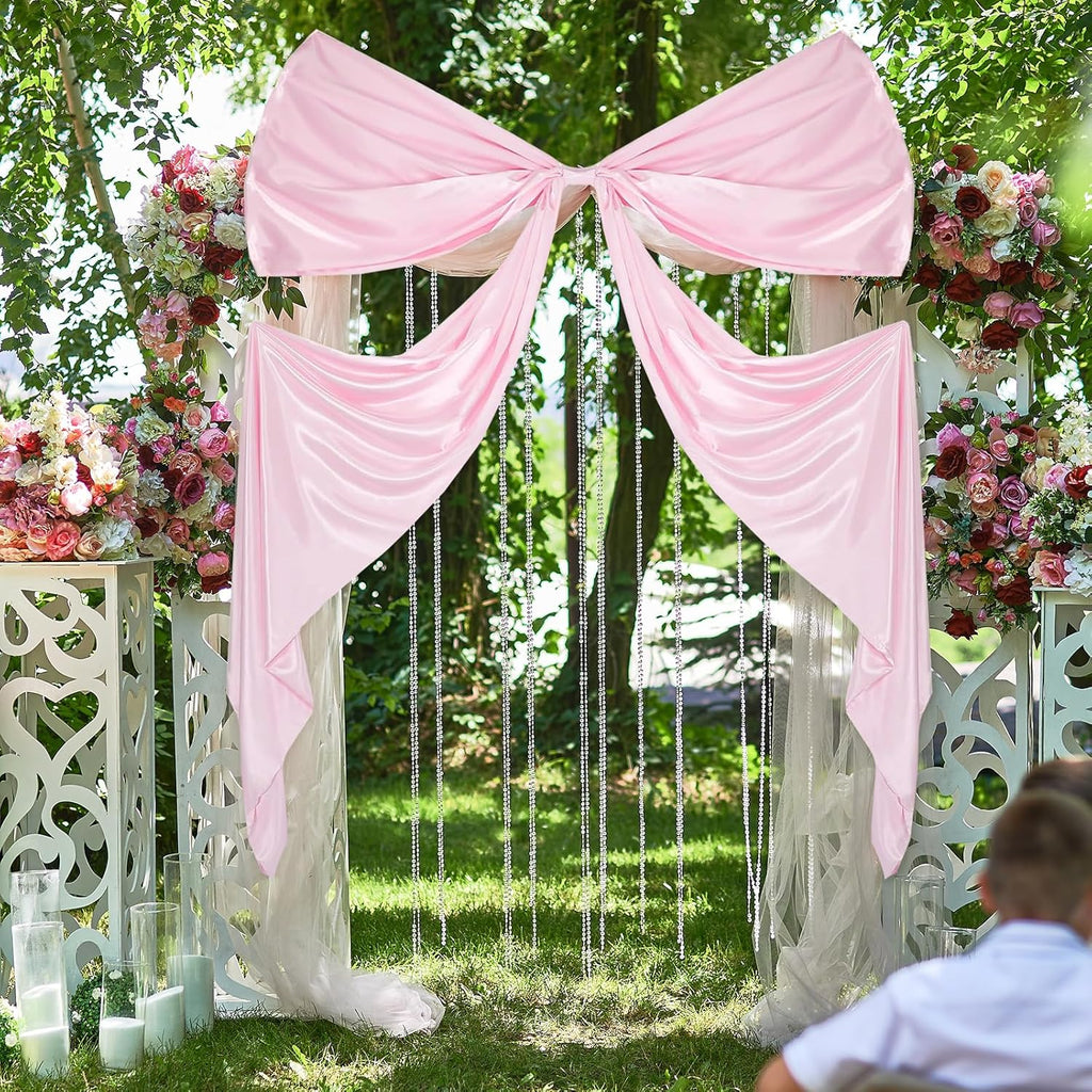 Skiennix Extra Large Wedding Bow Decor - 118 x 29 Inch Giant Satin Bow with Long Streamers | Pink Party Decoration