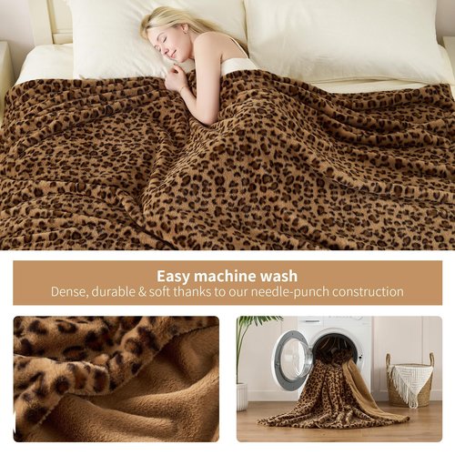 GALMAXS7 Cheetah Throw Blanket, Double-Sided Plush Fluffy - Luxury Faux Fur Leopard Print Blanket, Soft and Cozy Room Decor (50x60 Inches, Brown)