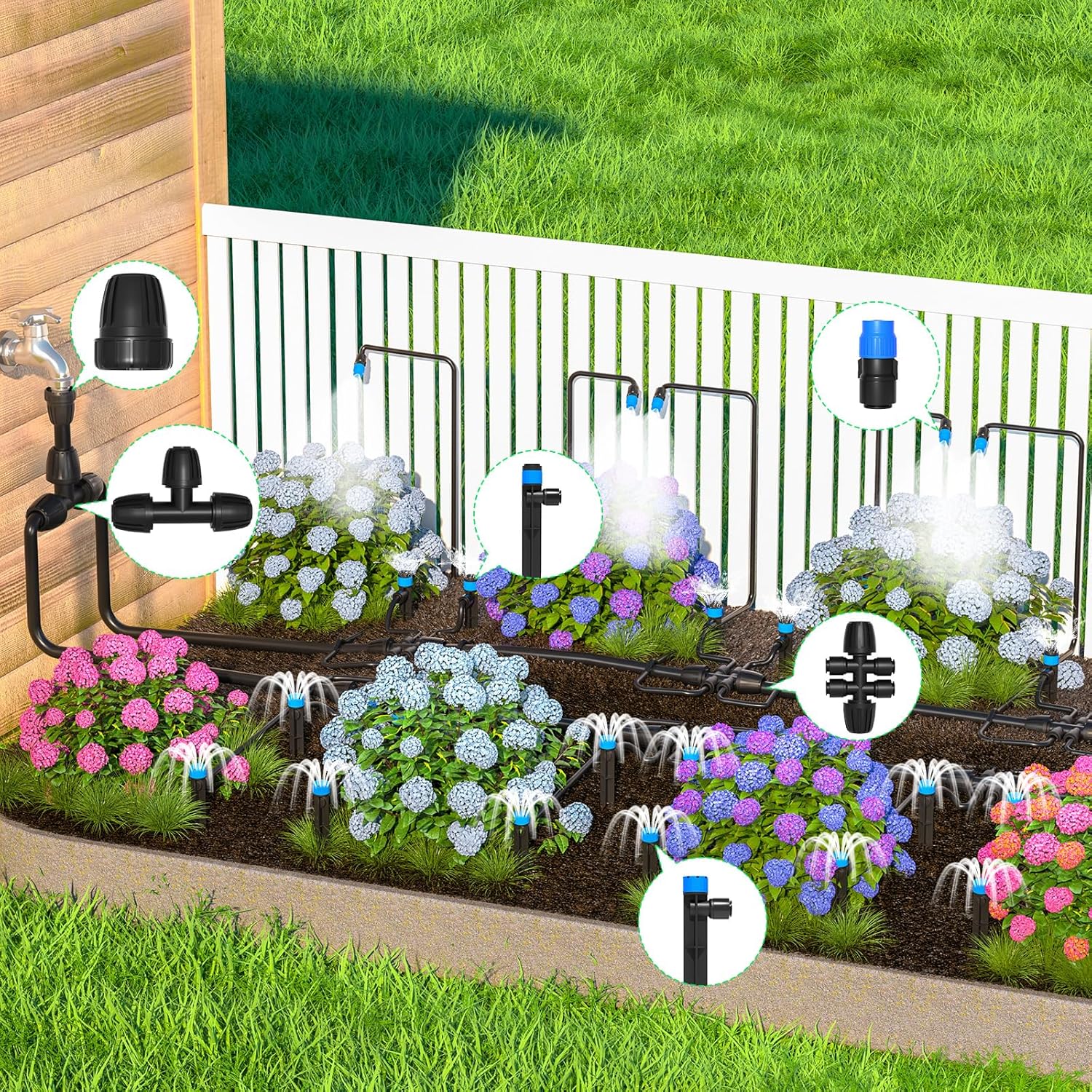MIXC Drip Irrigation System Kit - 230FT Automatic Garden Watering with Adjustable Nozzles & Sprinklers
