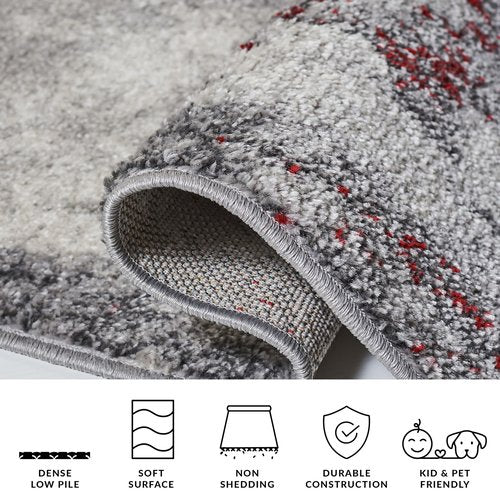 SAFAVIEH Adirondack Collection Runner Rug - 2'6" x 10', Red & Grey, Modern Abstract Design, Non-Shedding & Easy Care, Ideal for High Traffic Areas in Living Room, Bedroom (ADR134Q)