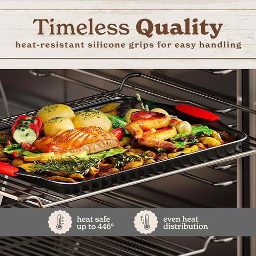 Country Kitchen Nonstick Bakeware Set - Heavy Duty & Easy Release, 4-Piece Red Stackable Set
