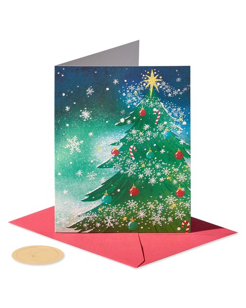 Papyrus Boxed Holiday Christmas Cards, Magical Tree Top, 20 Count