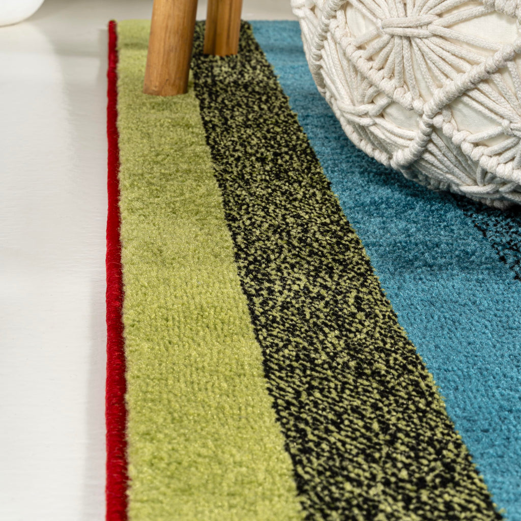 JONATHAN Y Retro Rainbow Stripe Multi Indoor Area Rug 4x6, Contemporary, Casual, Coastal, Easy-Cleaning for Living Room, Bedroom, Kitchen, Pet Friendly, Non-Shedding (DZC102A-4)