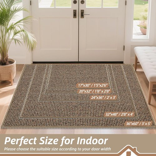 BEQHAUSE Dirt Trapper Door Mat - Non-Slip, Washable, Absorbent 32" x 48" Beige Entrance Mat