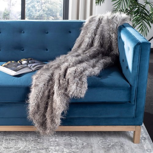 SAFAVIEH "Home Collection Faux Luxe Peacock Throw, Grey