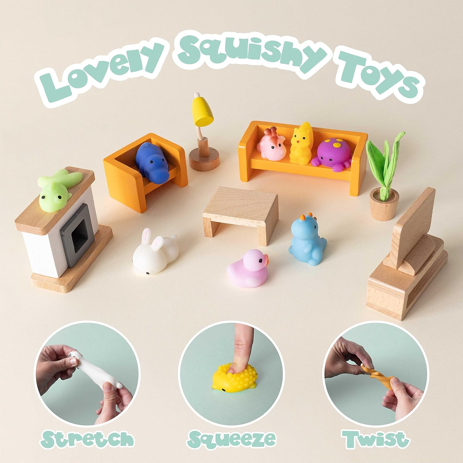 BONNYCO Mochi Squishy Toys - Bulk Pack of 80 for Kids' Party Favors | Perfect Goodie Bag Stuffers