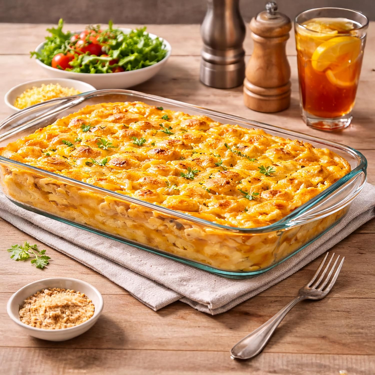 Ums 4-Qt Glass Baking Dish - Borosilicate Casserole Dish with Lid | Oven, Microwave & Dishwasher Safe (15.7'' x 9.8'' x 2.4'')