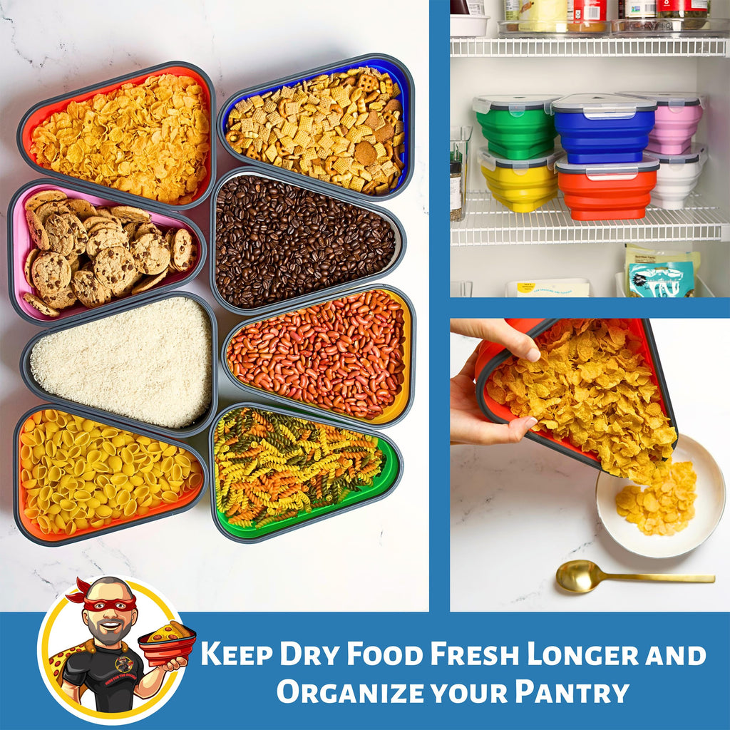 PIZZA PACK The Perfect Reusable Pizza Storage Container with 5 Microwavable Serving Trays - BPA-Free Adjustable Pizza Slice Container to Organize & Save Space, 3 Pack, Yellow