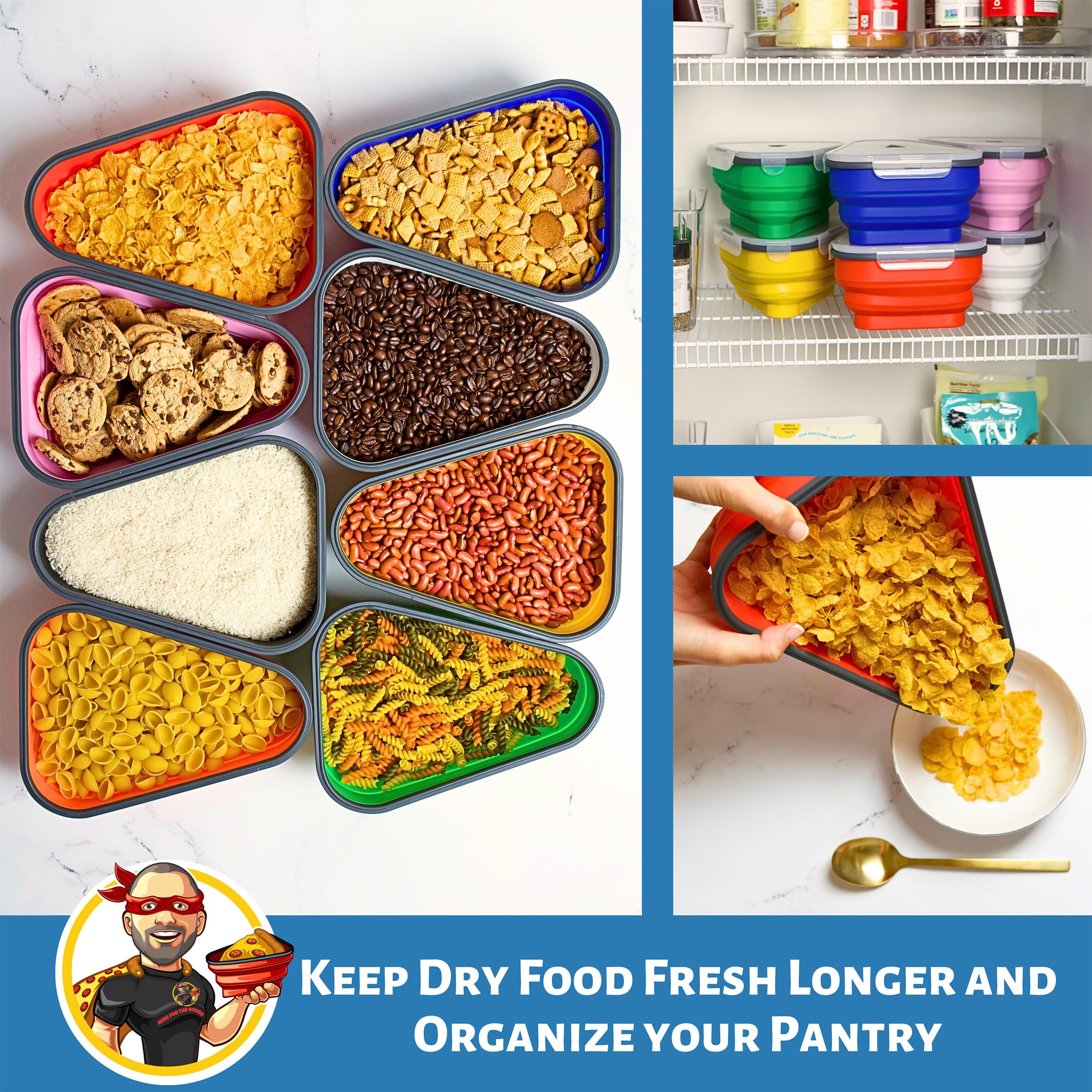 PIZZA PACK The Perfect Reusable Pizza Storage Container with 5 Microwavable Serving Trays - BPA-Free Adjustable Pizza Slice Container to Organize & Save Space, 3 Pack, Yellow