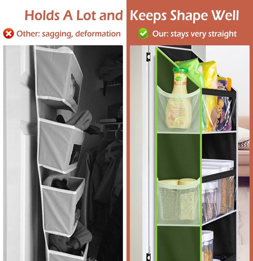 MISSLO Back of Door Storage Organizer Hanging with 6 Large Pockets 12 Side Pockets Closet Door Organizer Baby Organization for Bathroom, Pantry, Bedroom, Nursery, Clothes, Toys, Diapers, Black