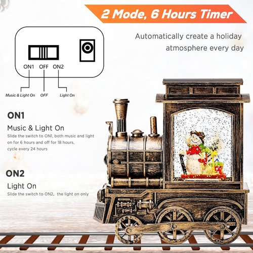 IPOW Christmas Snow Globe Lantern - Santa Sleigh Projection with Water Swirling Glitter | Musical & Lighted USB/Battery Operated Decor